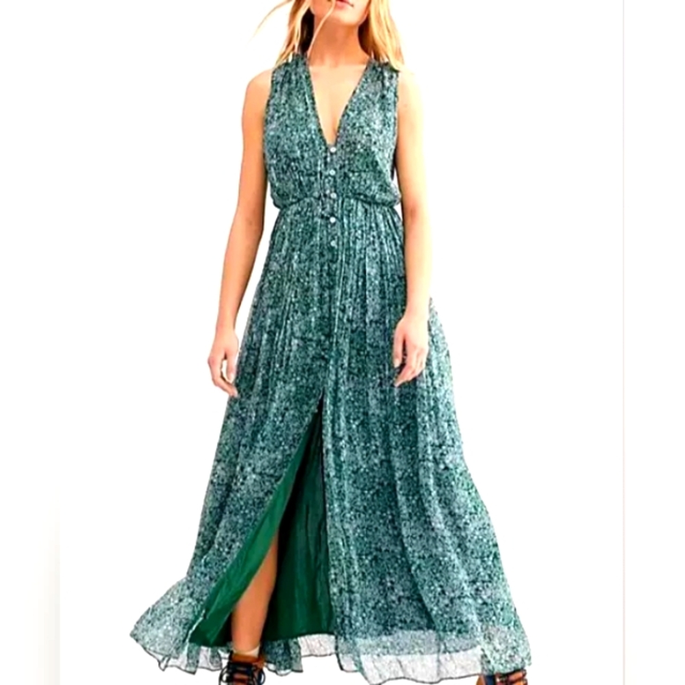 Maxi Dress Free People NWT Size 10 My Fair Lady Gorgeous Floral Green